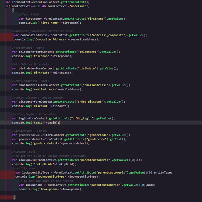 Understand Form Context to Read Form Data with Web Resource in Dynamics CRM